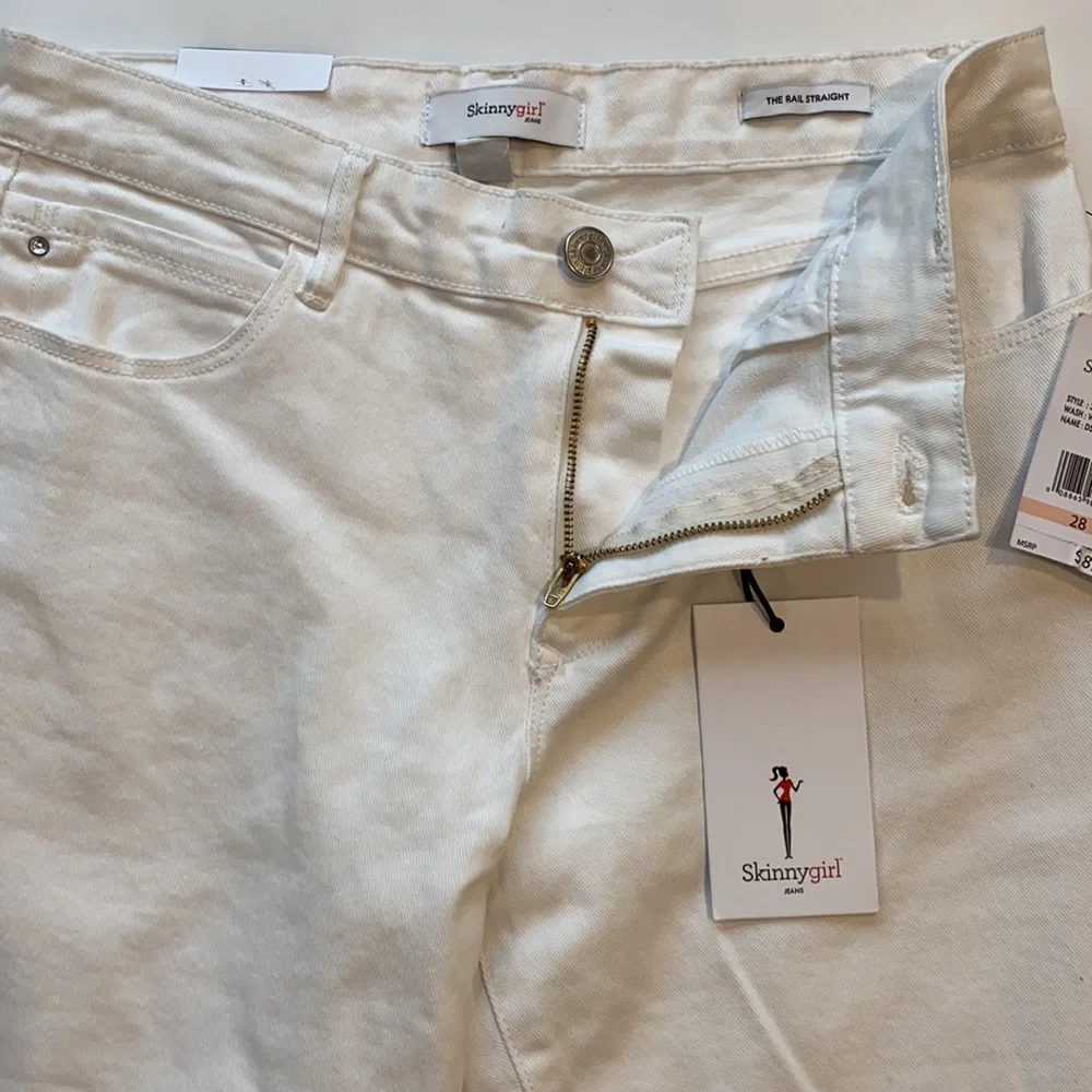 Skinny Girl SZ 28 White Rail Straight Midrise Denim Jeans New - Picture 2 of 13